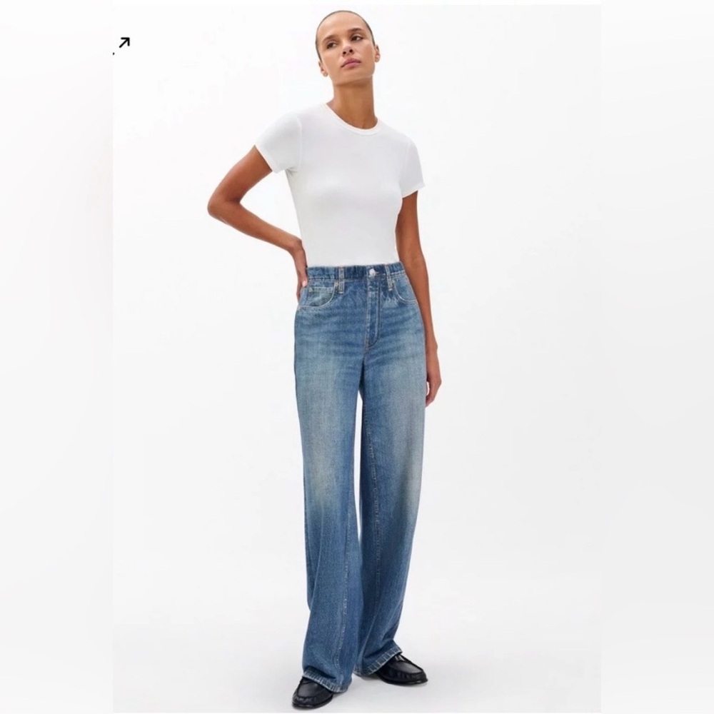 rag & bone Miramar Blue Wide Leg Sweatpant Jeans PETITE